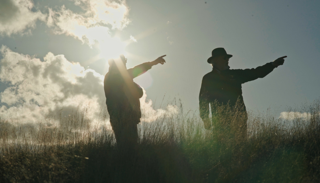Dr John Gater of SUMO Geophysics (left) and Tim Taylor, Series Producer and creator of Time Team, at Sutton Hoo(Time Team)