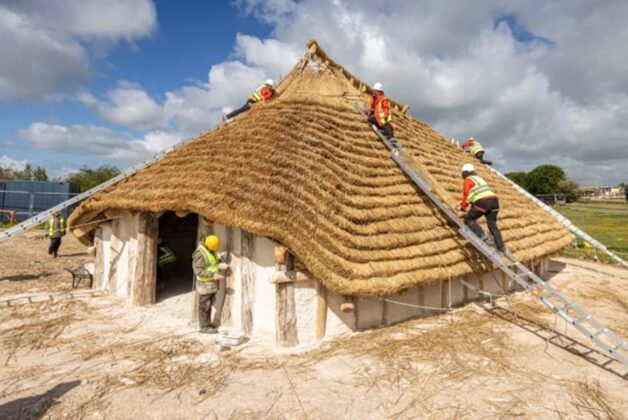 £1m reconstruction of 4,500-year-old building unveiled at Stonehenge